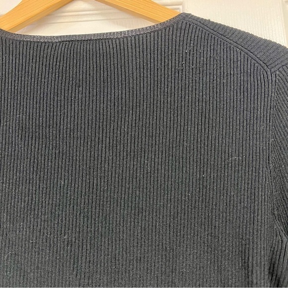 ANN TAYLOR Y2K black RIB KNIT CROP TOP stretchy comfy closet staple women’s S - Picture 6 of 7